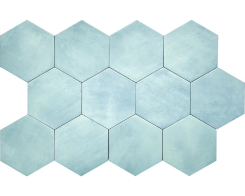 Hexagon Fliese Denia Sky Hexa 14x16cm Sechseckige Fliesenanordnung