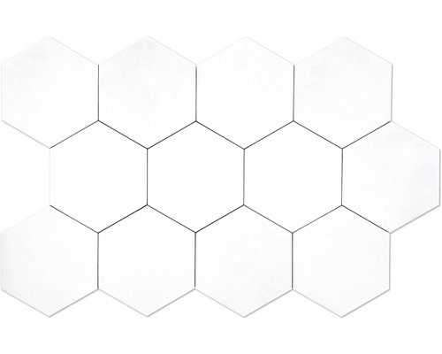 Hexagon Fliese Denia White Hexa14x16cm Mosaikfliesen in sechseckiger Form