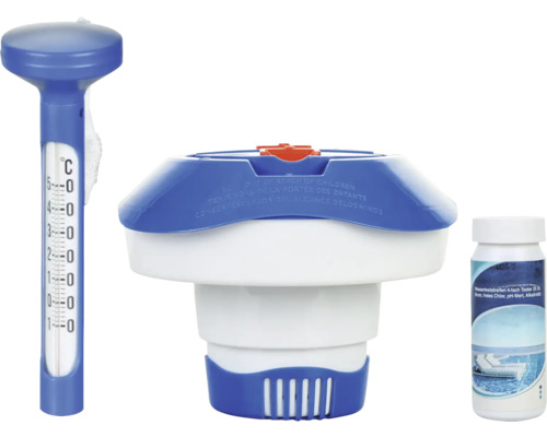 Poolpflege Set mit Thermometer, Dosierschwimmer und Teststreifen