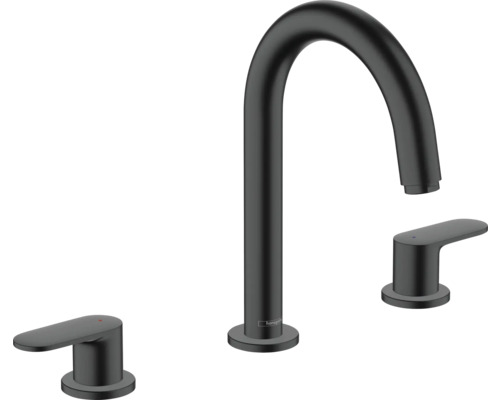 hansgrohe 3-Loch Waschtischarmatur VERNIS BLEND mit Zugstangen-Ablaufgarnitur schwarz matt 71553670