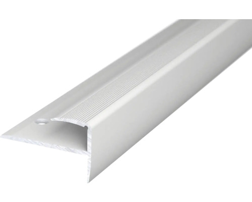 Treppenabschlussprofil Alu silber 15x22x2500mm Treppenkantenprofil aus Aluminium mit geriffelter Oberfläche