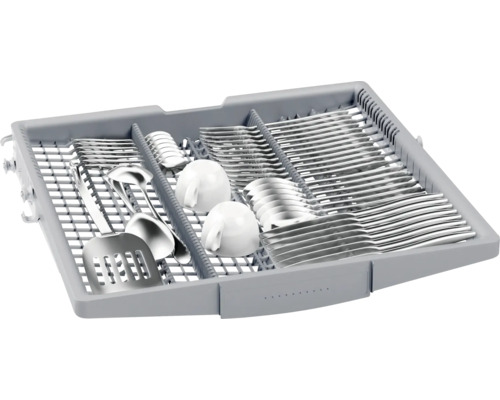 Panier à couverts de lave-vaisselle avec couverts et tasses