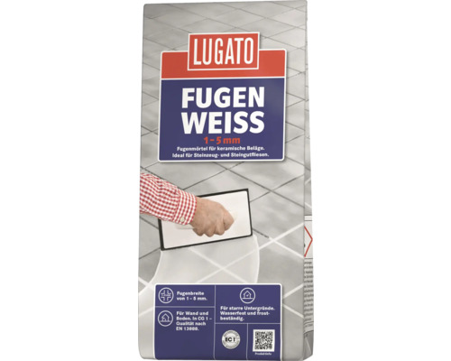 Mortier de jointoiement Lugato joint blanc 1 kg Lugato Fugen Weiss mortier de jointoiement pour revêtements céramiques