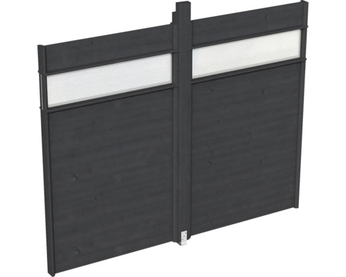 Élément mural SKAN HOLZ Toulouse 270 x 209 cm anthracite avec bandeau lumineux. Clôture en bois avec élément lumineux