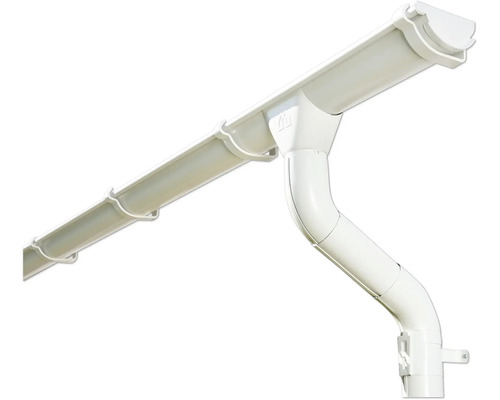 Système de gouttière en plastique avec tuyau de descente et supports