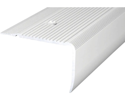 Nez de marche Prinz aluminium argent perforé 70 x 44 x 2500 mm Profil d''arête d''escalier en métal avec rainures pour une meilleure adhérence
