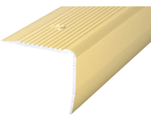 Nez de marche Prinz aluminium doré perforé 55 x 44 x 2500 mm Profil d''arête d''escalier en métal avec rainures