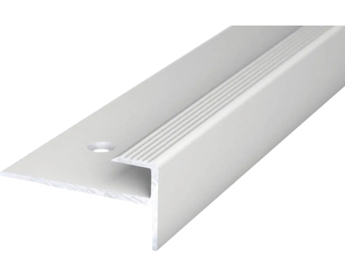Nez de marche Prinz avec insertion aluminium argent perforé 30 x 15 x 2500 mm
