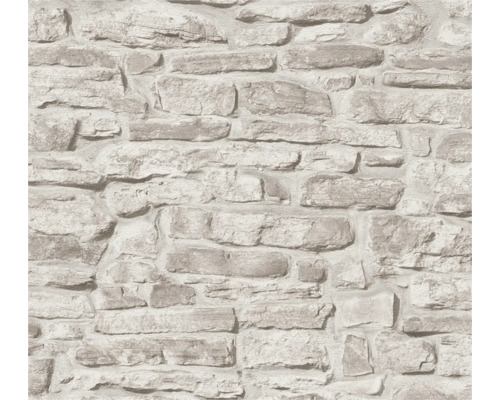 Papier peint intissé 38815-3 Elements II pierre naturelle 3D gris clair blanc Papier peint aspect mur de pierre pour la décoration murale