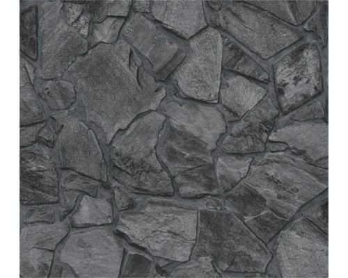 Papier peint intissé 3893-67 Elements II 3D gravats noir gris Papier peint avec motif de pierre