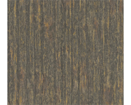 Papier peint intissé 39561-6 Elements II structure bois noir jaune Papier peint aspect bois