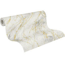 Rouleau de papier peint effet marbre et or
