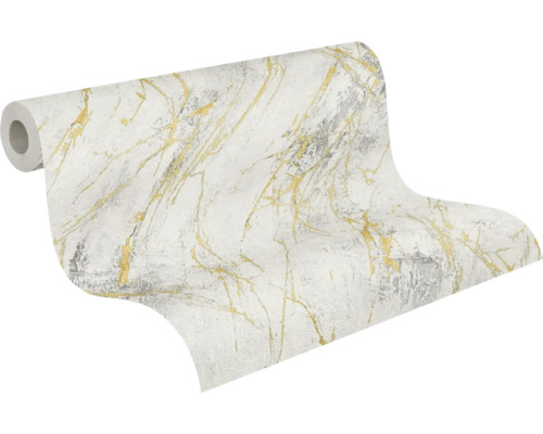 Rouleau de papier peint effet marbre et or