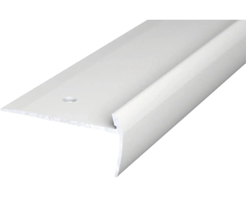 Prinz Treppenkantenprofil Alu silber gelocht 45 x 21,5 x 2500 mm Weisse Übergangsschiene für Bodenbeläge