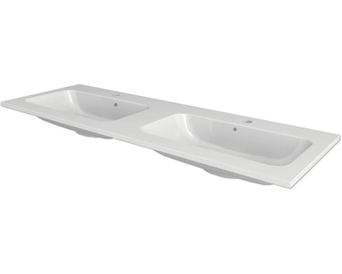 Lavabo pour meuble Devo Etna 2.0 118 x 41 cm blanc avec revêtement UM-ETNA118 Vasque à deux cuves en céramique sanitaire