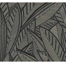 Detailansicht einer Tapete mit grafischem Blattmuster