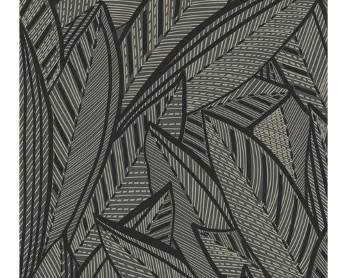 Detailansicht einer Tapete mit grafischem Blattmuster