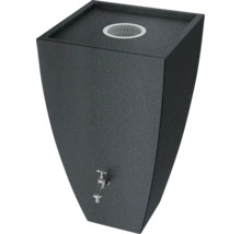 Regentonne in dunkler Steinoptik mit Wasserhahn