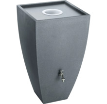 Grauer Regenspeicher mit Wasserhahn