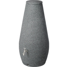 Graue Regenspeicher-Tonne mit Wasserhahn