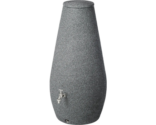 Graue Regenspeicher-Tonne mit Wasserhahn