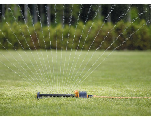 Rasensprenger beim Bewässern eines Rasens