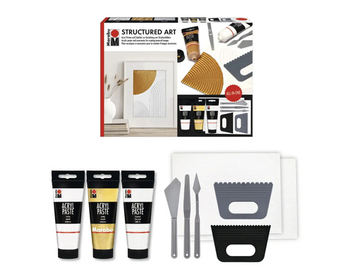 Set de pâtes acrylique Marabu Structured art All in one Marabu Structured Art, ensemble de pâtes acryliques, d''outils de peinture et de toiles