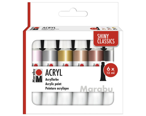 Marabu Ensemble de peintures acryliques avec six tubes de 12 ml