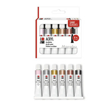 Set de peintures acryliques Marabu avec six tubes de couleurs métalliques