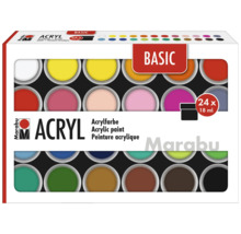 Marabu Set de peintures acryliques Basic avec 24 couleurs