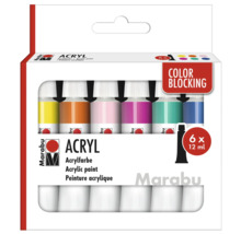 Marabu Ensemble de peintures acryliques avec six tubes