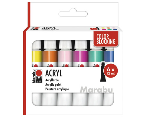 Marabu Ensemble de peintures acryliques avec six tubes