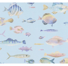 Papier peint avec divers motifs de poissons