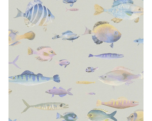 Papier peint intissé 39696-4 Pint Walls 2 motif animal poissons gris clair Papier peint avec motif de poissons