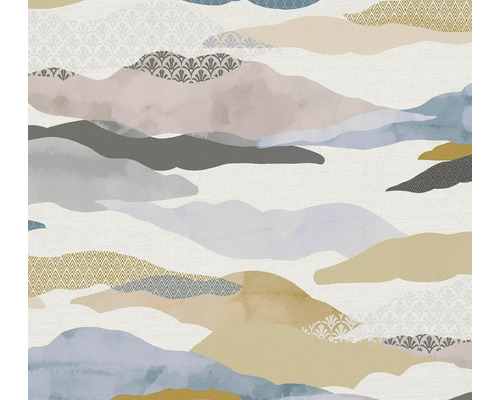 Papier peint intissé 39699-1 Pint Walls 2 nuages graphique blanc rose Papier peint avec motif de paysage abstrait