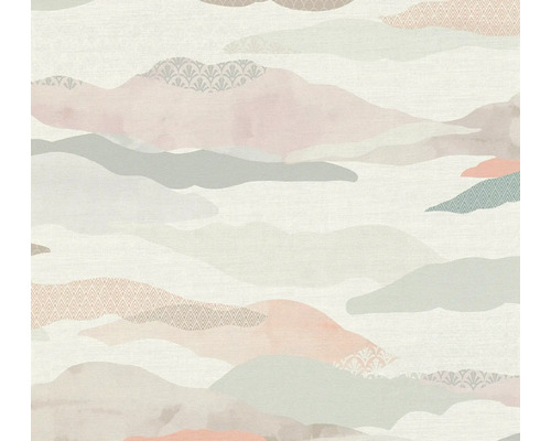 Papier peint intissé 39699-2 Pint Walls 2 nuages graphique blanc menthe Papier peint avec motif de montagne et motifs graphiques
