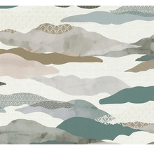 Papier peint avec motif de montagne et motifs graphiques