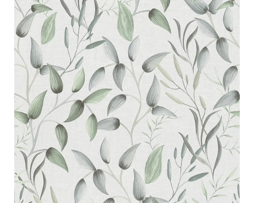 Papier peint intissé 39745-2 Pint Walls 2 rameau de feuilles blanc gris vert Papier peint à motif de feuilles