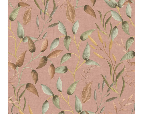 Papier peint intissé 39745-3 Pint Walls 2 rameau de feuilles rose vert Papier peint à motif de feuilles