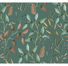 Papier peint à motif de feuilles sur fond sombre