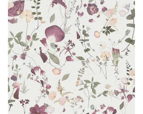 Papier peint intissé 39746-1 Pint Walls 2 petites fleurs herbes blanc violet Papier peint à motif floral