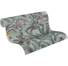 Rouleau de papier peint avec motif floral et motifs d''oiseaux