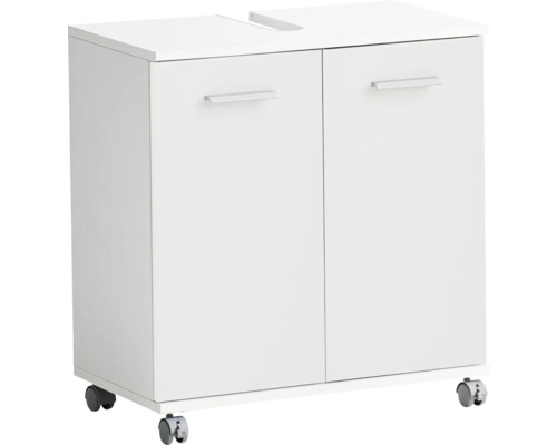 Waschbeckenunterschrank Möbelpartner Palermo BxHxT 59.8x63.4x32.6 cm weiss matt Waschbeckenunterschrank mit zwei Türen und Rollen