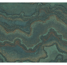 Nahaufnahme einer grünen Tapete mit einer marmorierten Oberfläche.