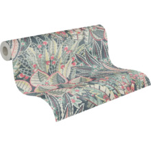 Tapetenrolle mit Blätter- und Blumenmuster