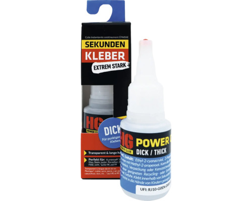 Colle instantanée HG Power Glue ÉPAISSE 20G Colle instantanée en emballage et en flacon