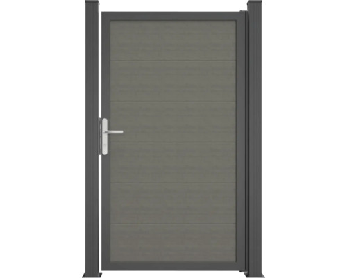 Portillon de jardin en aluminium avec panneaux horizontaux et poignée