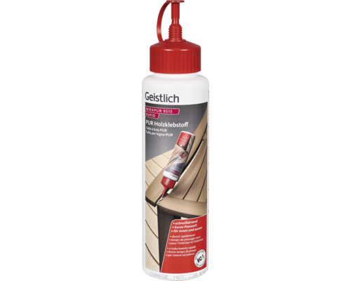 Geistlich Colle à bois Mirapur 9515 Rapid PUR 750 g Flacon de colle à bois PUR Geistlich Mirapur 9515 Rapid