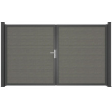 Portail double en aluminium avec panneaux horizontaux et poignée