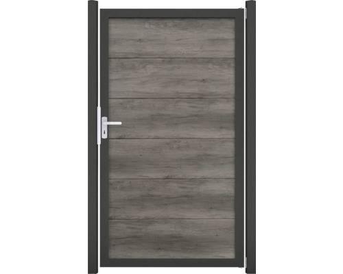 Portillon de jardin avec aspect bois et cadre métallique